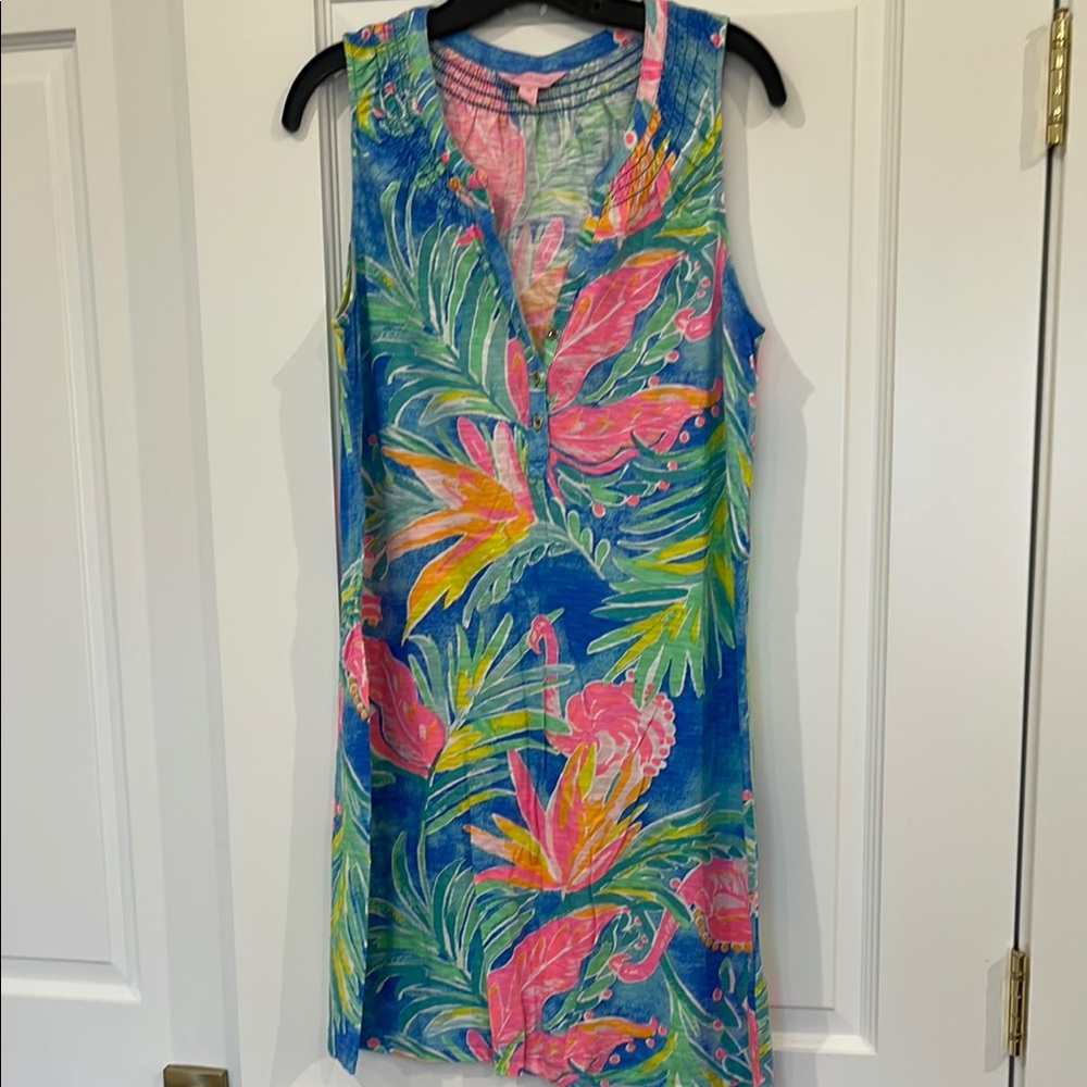 Vibrant Sleeveless Tropical Dress